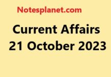 Current Affairs 21 October 2023 Current Affairs 21 October 2023