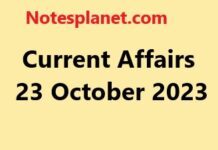 Current Affairs 23 October 2023 Current Affairs 23 October 2023