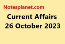 Current Affairs 26 October 2023 Current Affairs 26 October 2023