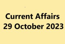 Current Affairs 29 October 2023 Current Affairs 29 October 2023