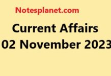 Current Affairs 02 November 2023 Current Affairs 02 November 2023