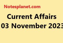 Current Affairs 03 November 2023 Current Affairs 03 November 2023