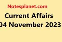 Current Affairs 04 November 2023 Current Affairs 04 November 2023