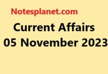 Current Affairs 05 November 2023 Current Affairs 05 November 2023