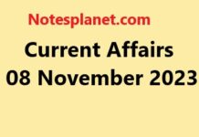 Current Affairs 08 November 2023 Current Affairs 08 November 2023
