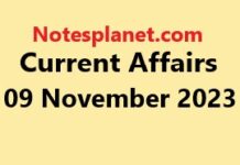 Current Affairs 09 November 2023 Current Affairs 09 November 2023