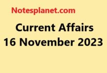 Current Affairs 16 November 2023 Current Affairs 16 November 2023