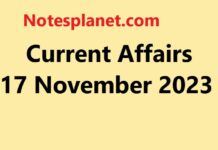 Current Affairs 17 November 2023 Current Affairs 17 November 2023
