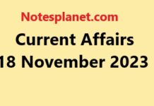 Current Affairs 18 November 2023 Current Affairs 18 November 2023