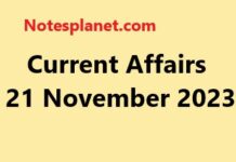Current Affairs 21 November 2023 Current Affairs 21 November 2023
