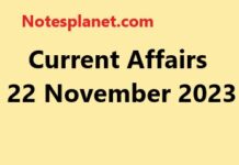 Current Affairs 22 November 2023 Current Affairs 22 November 2023