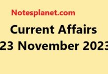 Current Affairs 23 November 2023 Current Affairs 23 November 2023