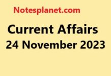 Current Affairs 24 November 2023 Current Affairs 24 November 2023