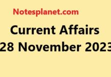 Current Affairs 28 November 2023 Current Affairs 28 November 2023