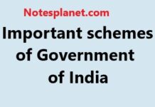 Important schemes of Government of India Important schemes of Government of India