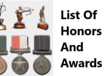 List Of Honors And Awards List Of Honors And Awards