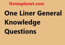 One Liner General Knowledge Questions One Liner General Knowledge Questions