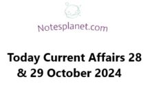 Today Current Affairs 28 & 29 October 2024 Today Current Affairs 28 & 29 October 2024