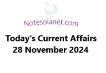 Today’s Current Affairs 28 November 2024 Today's Current Affairs 28 November 2024