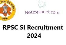 RPSC SI Recruitment 2024 RPSC SI Recruitment 2024