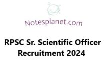 RPSC Sr. Scientific Officer Recruitment 2024 RPSC Sr. Scientific Officer Recruitment 2024